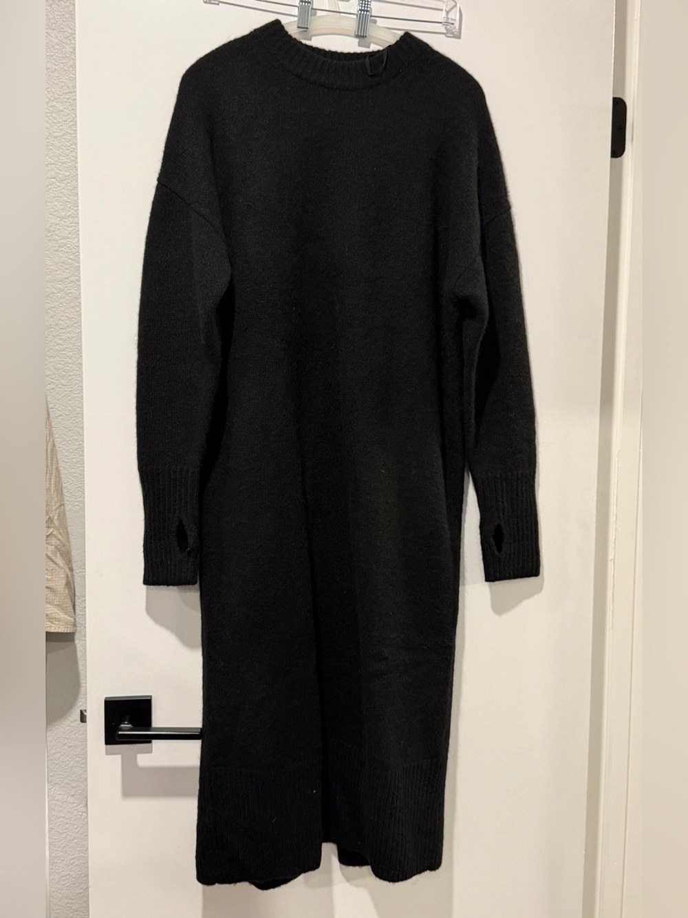 COS Black wool Midi Crewneck Knit Sweater Dress